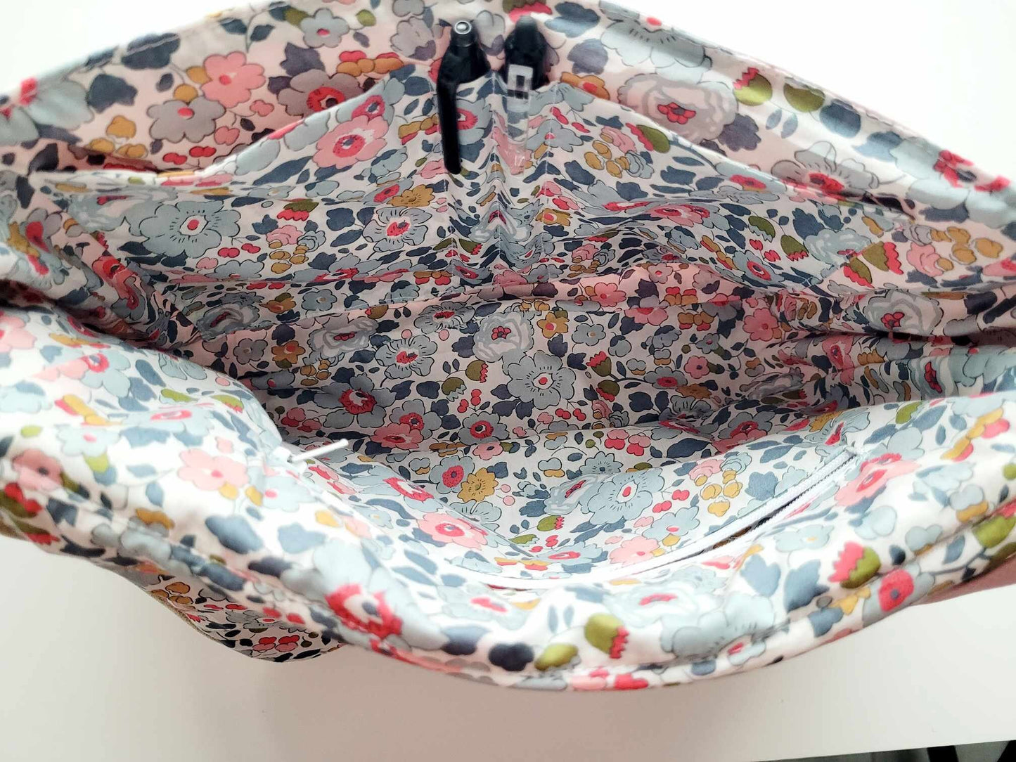 Sac à main simili cuir rose et liberty