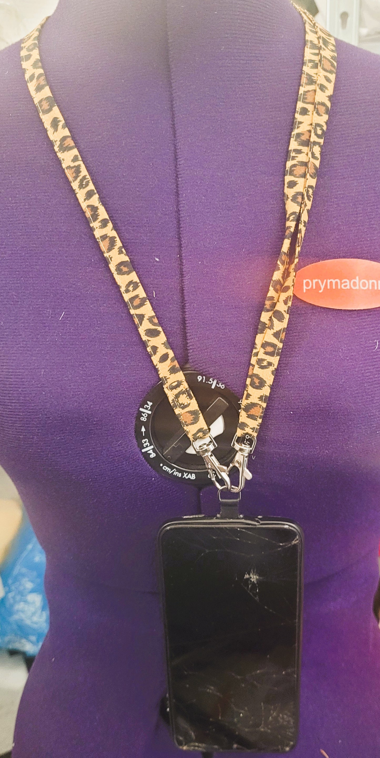 Cordon téléphone portable réglable en tissu Léopard