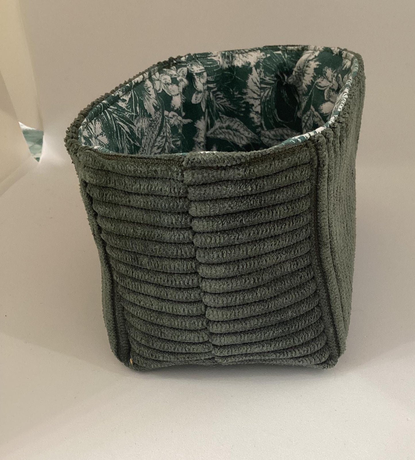 Vide poche en velours côtelé et coton Fleuri