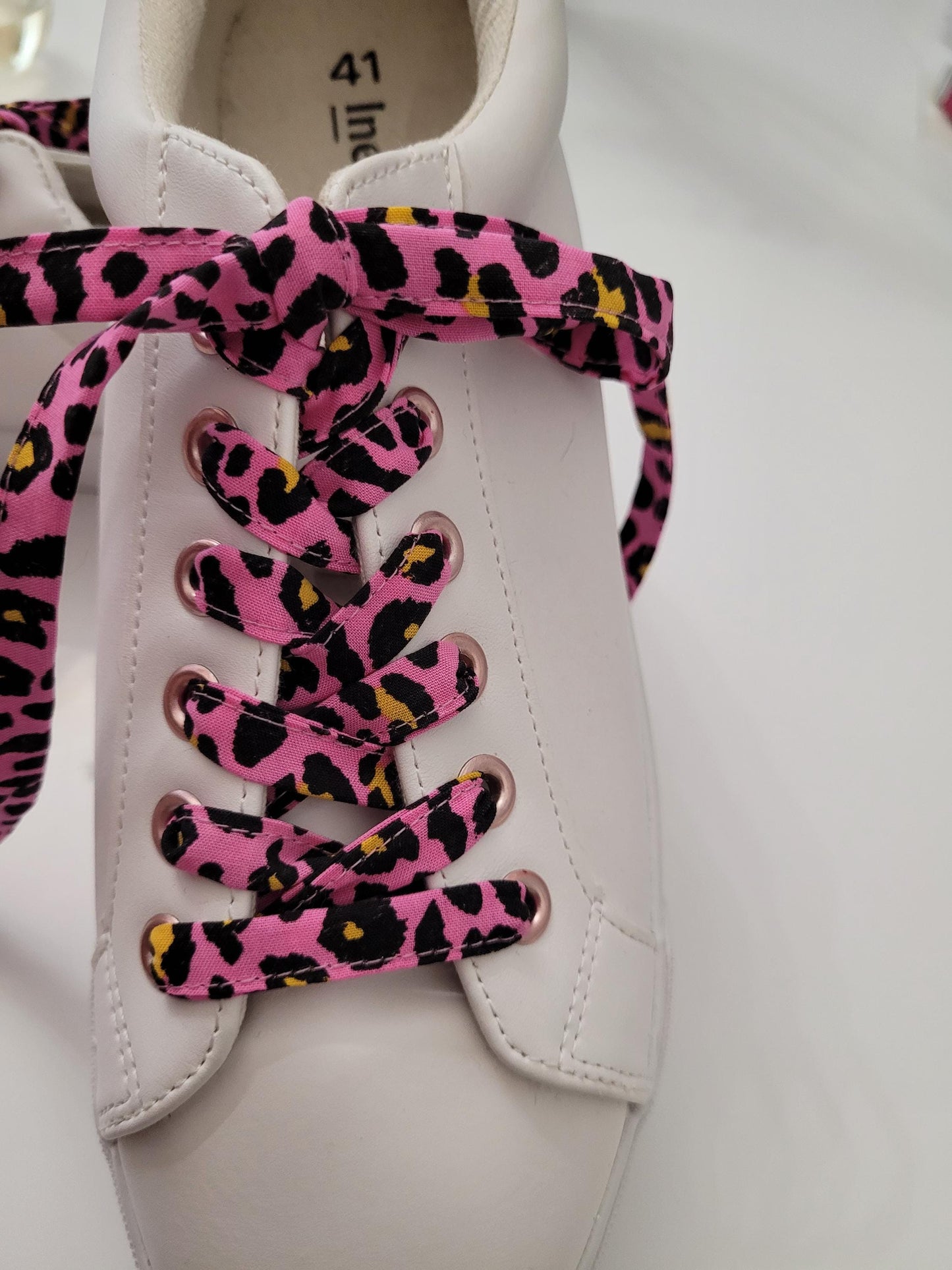 Lacets panthere rose en coton