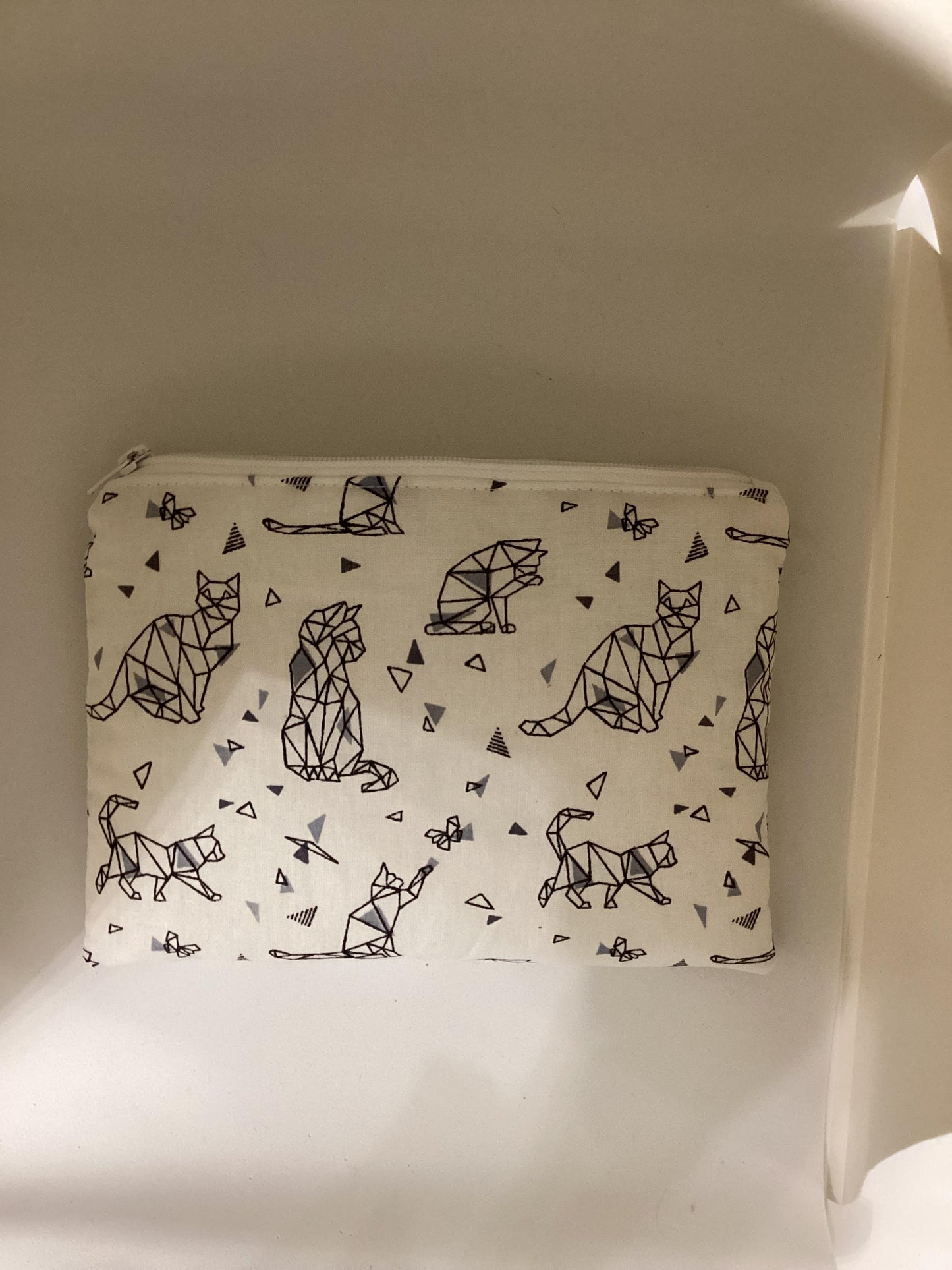 Pochette en tissu de coton à imprimé chat adorable -Organisateur de rangement polyvalent pour le maquillage, la papeterie et les accessoires