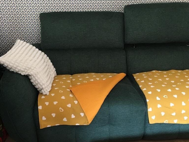 Plaid canapé coeur réalisé sur demande