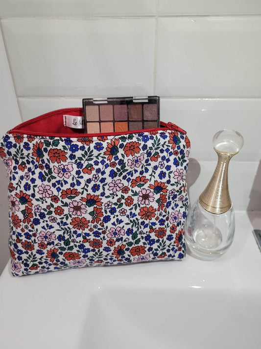 Trousse maquillage en tissu fleuri