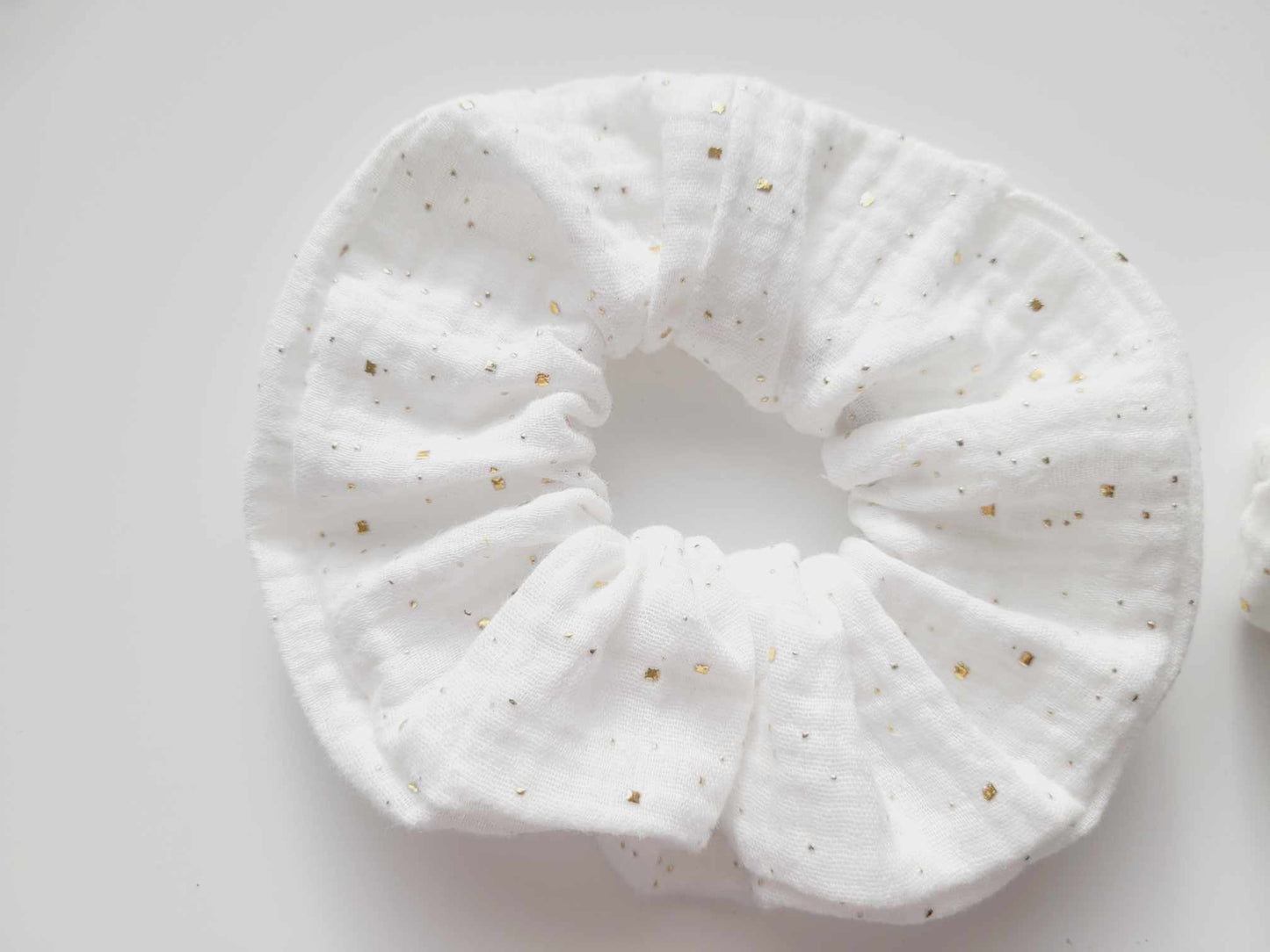 chouchou / scrunchies blanc et or