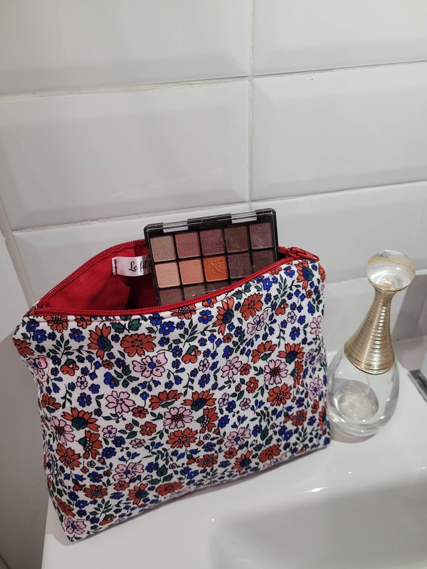 Trousse maquillage en tissu fleuri