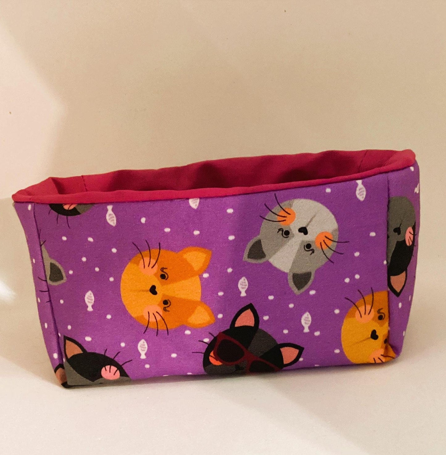 Vide poche en tissu coton chat