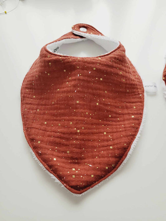 Bavoir bandana rouge orangé