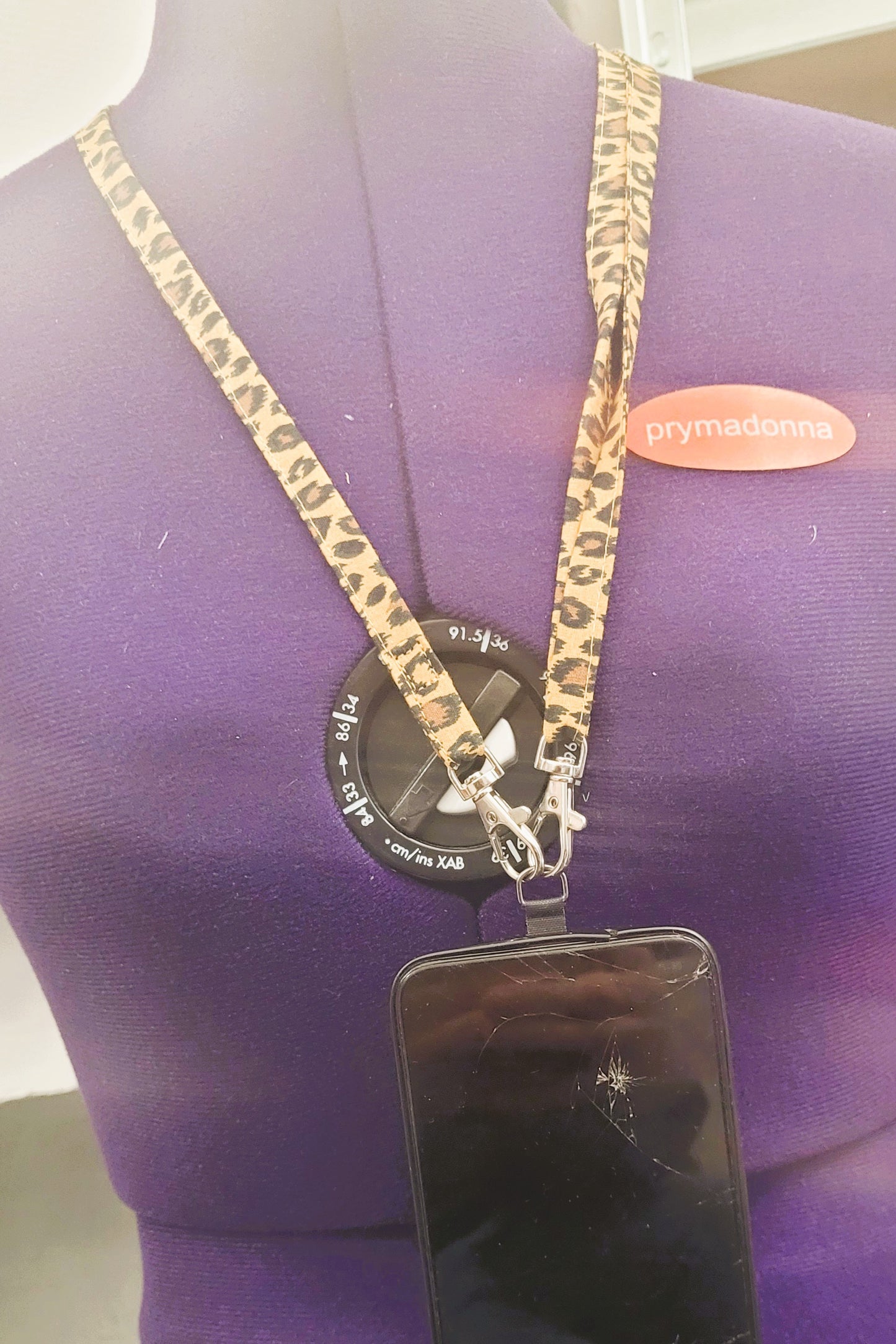 Cordon téléphone portable réglable en tissu Léopard