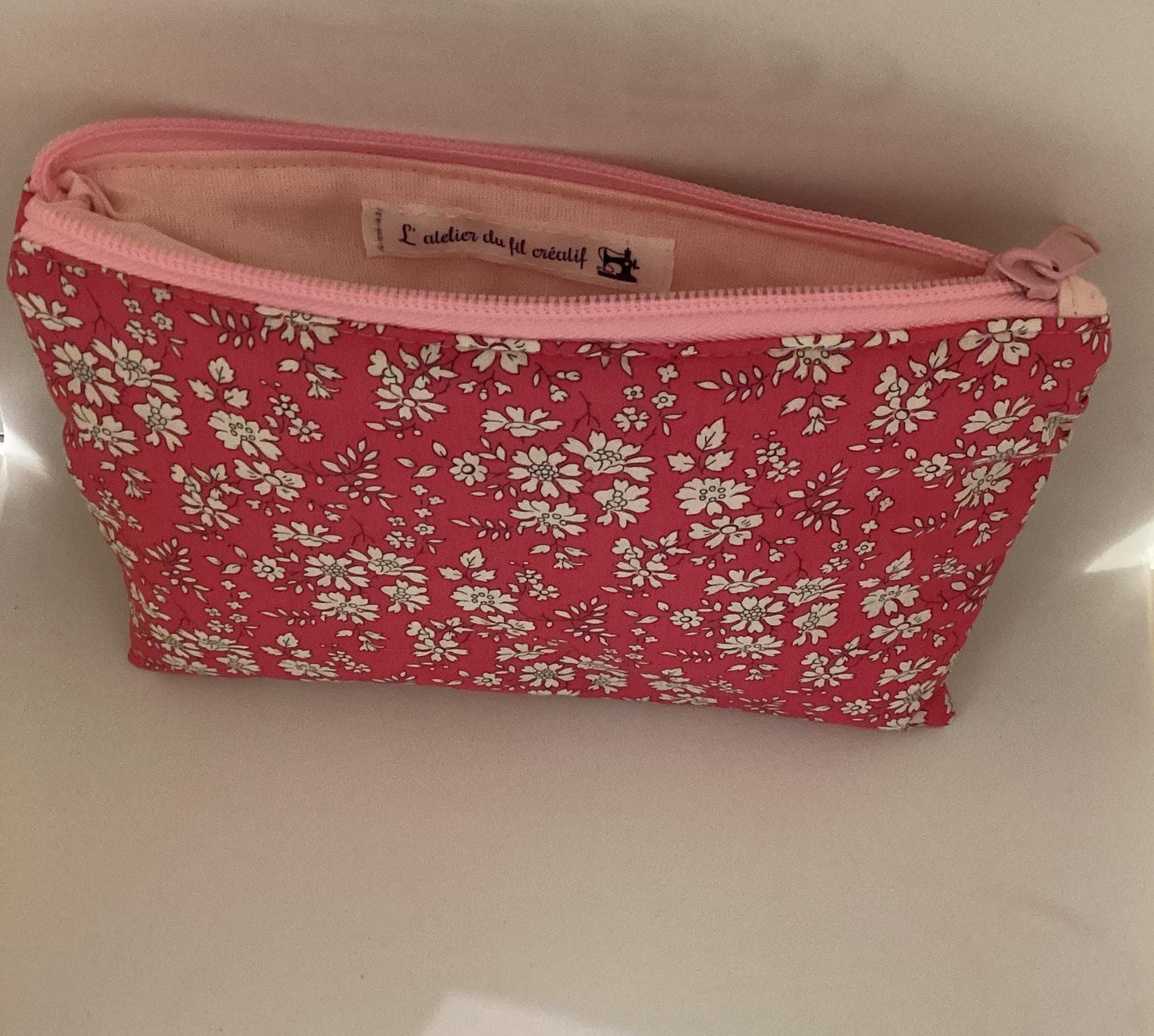 pochette en tissu coton liberty fushia