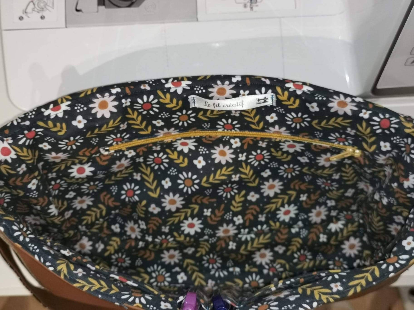 sac à main simili cuir fleuri