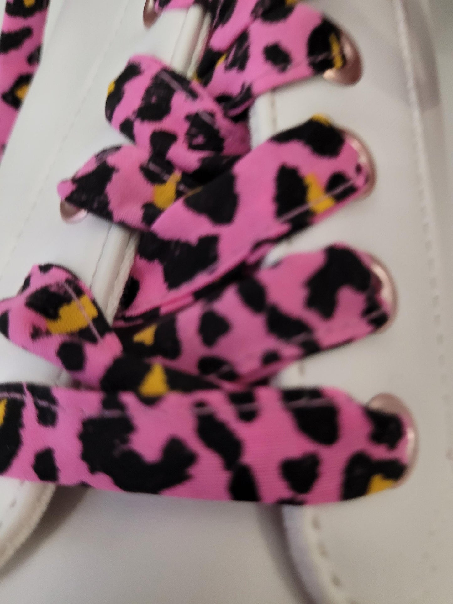 Lacets panthere rose en coton