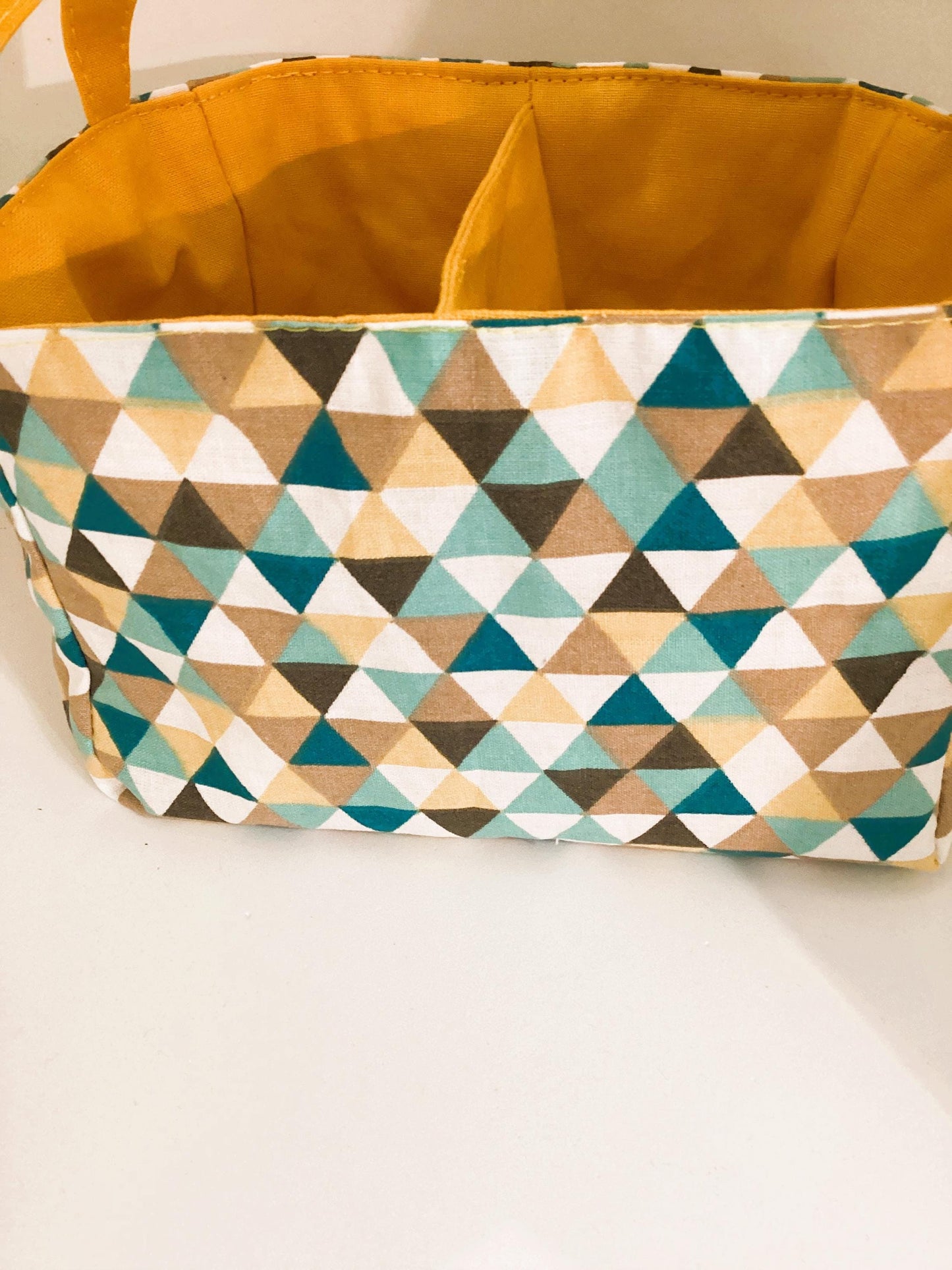 Plateau à compartiments en mosaïque de tissu : organisateur de rangement élégant pour coiffeuse, bureau, entrée - Cadeau unique