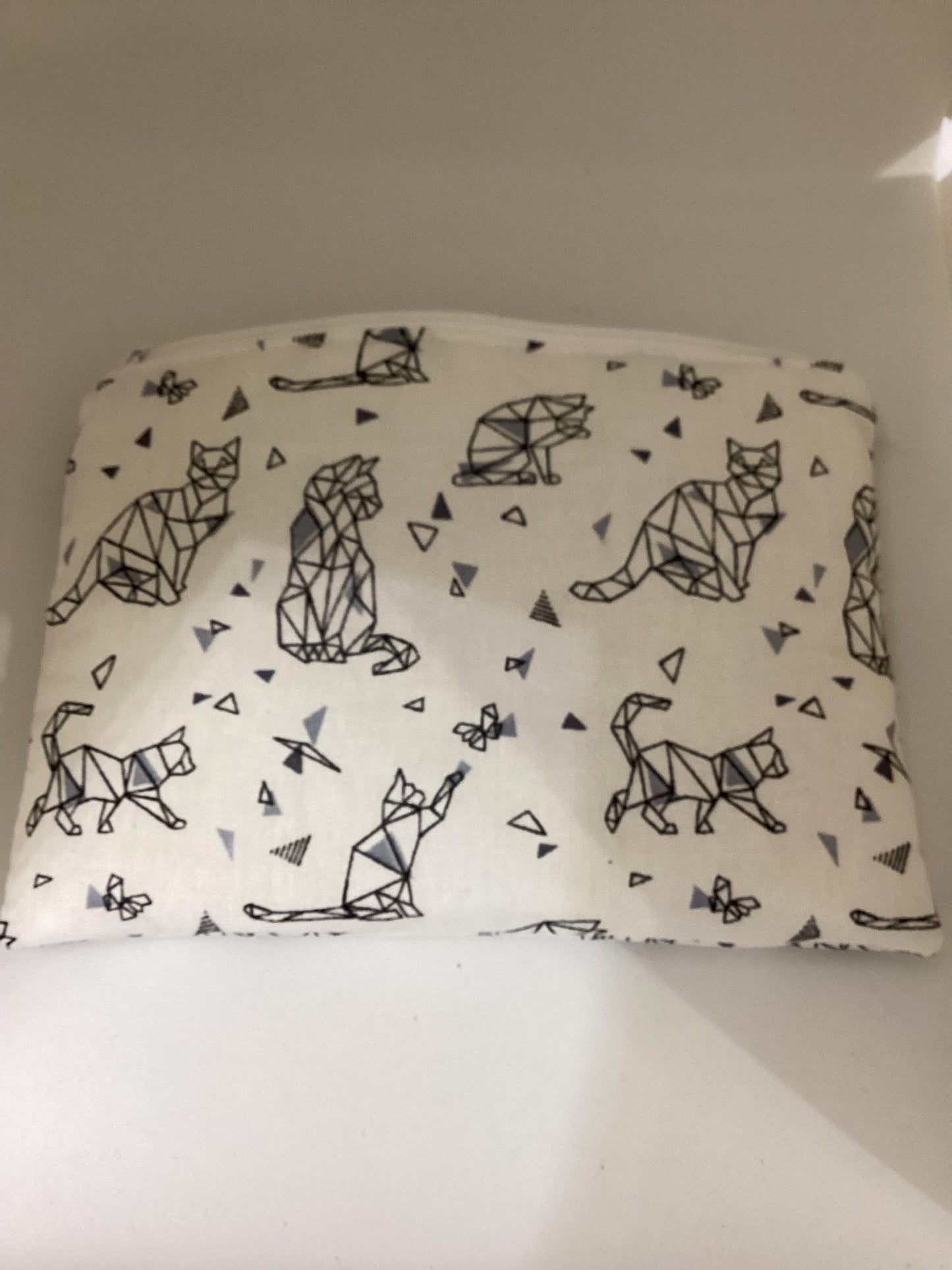 Pochette en tissu de coton à imprimé chat adorable -Organisateur de rangement polyvalent pour le maquillage, la papeterie et les accessoires