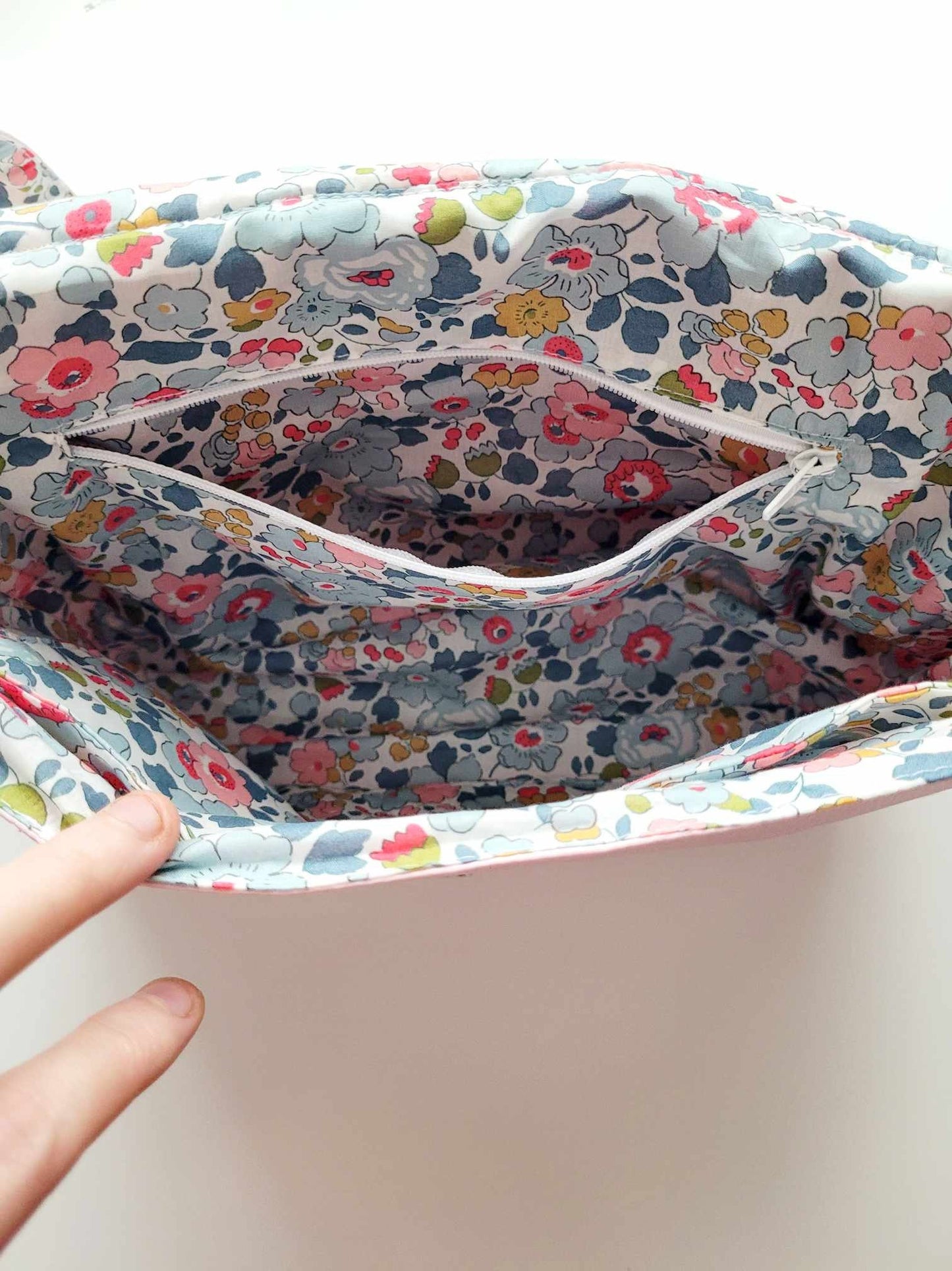 Sac à main simili cuir rose et liberty