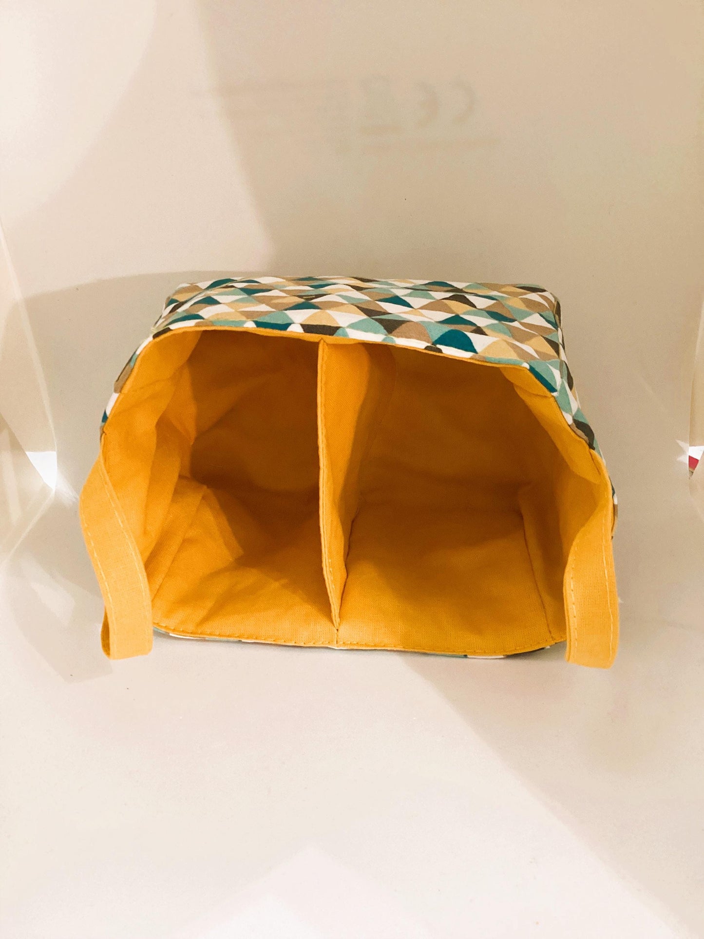 Plateau à compartiments en mosaïque de tissu : organisateur de rangement élégant pour coiffeuse, bureau, entrée - Cadeau unique