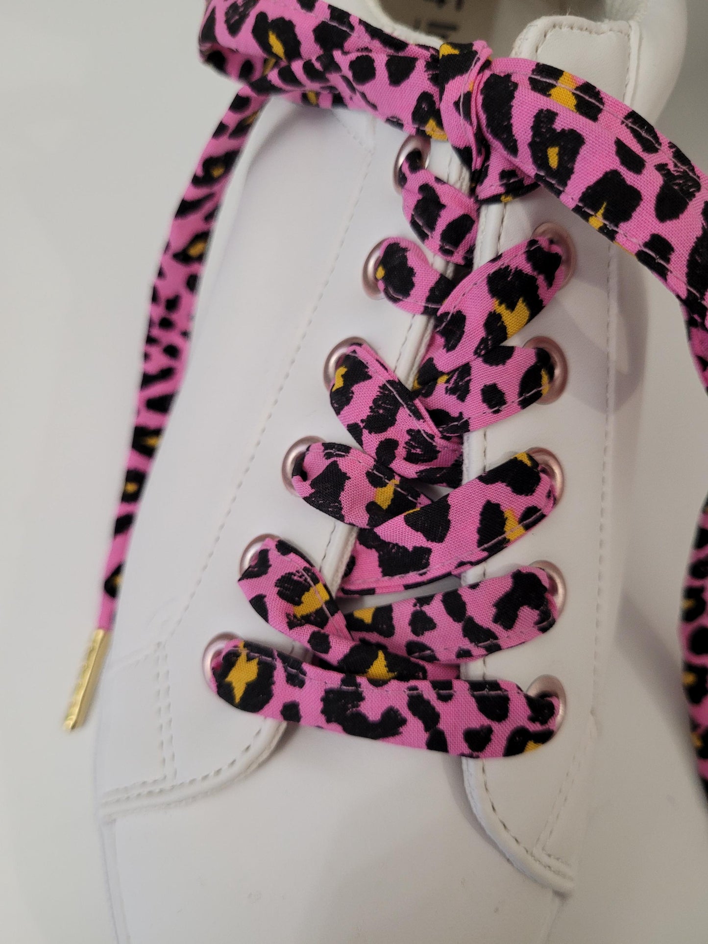 Lacets panthere rose en coton