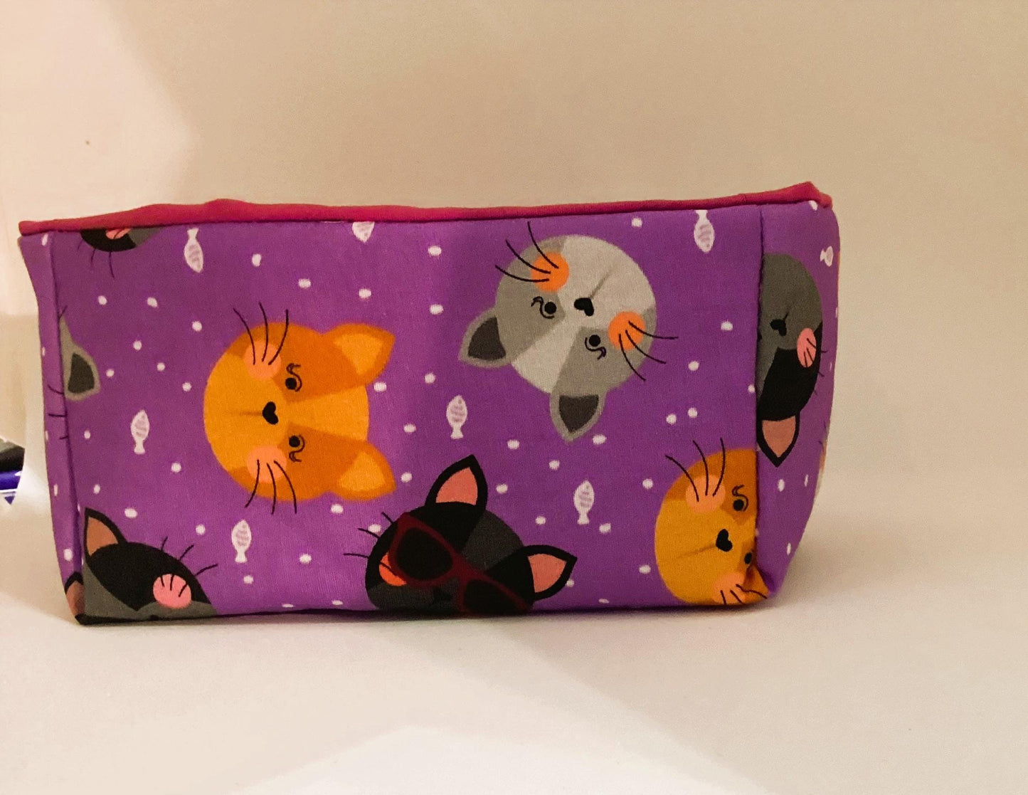 Vide poche en tissu coton chat