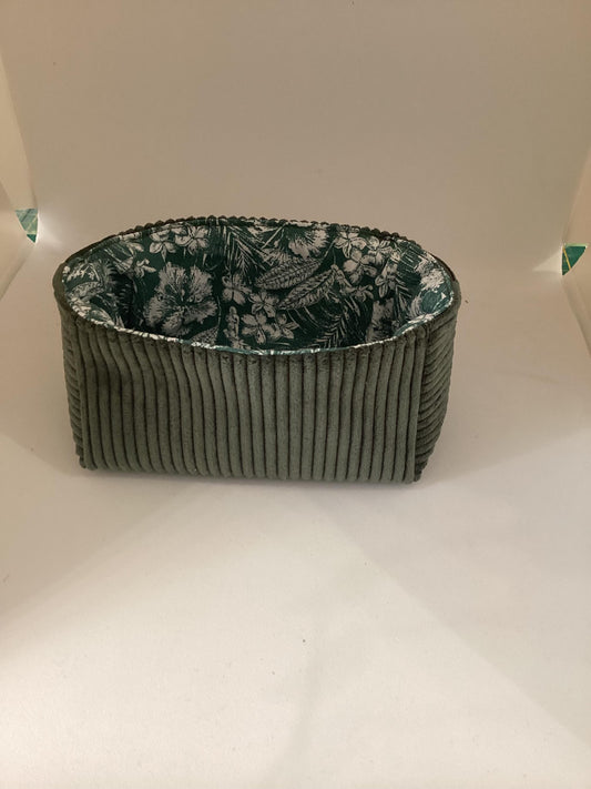 Vide poche en velours côtelé et  coton Fleuri