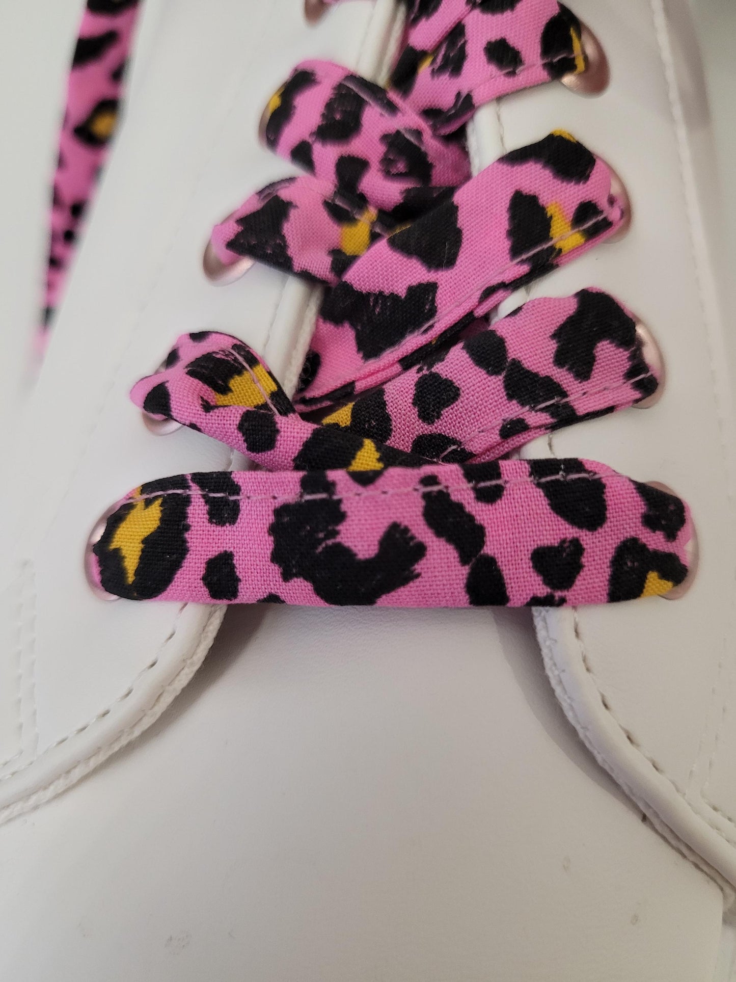 Lacets panthere rose en coton