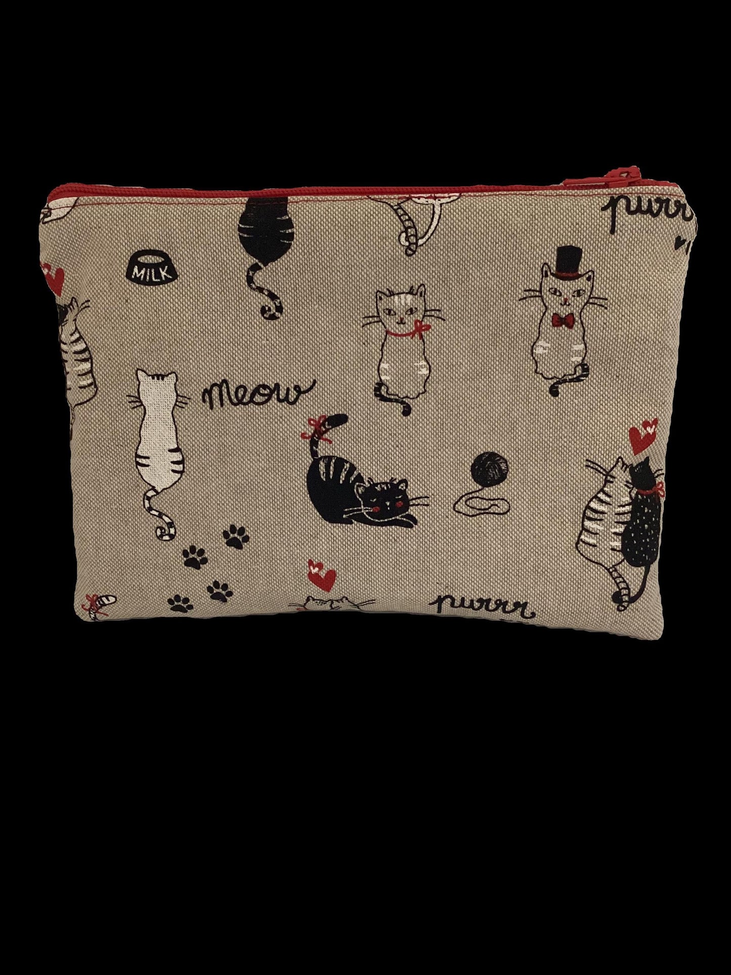 pochette en tissu coton chat