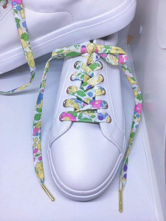 Lacets fleuri liberty jaune-vert-rose