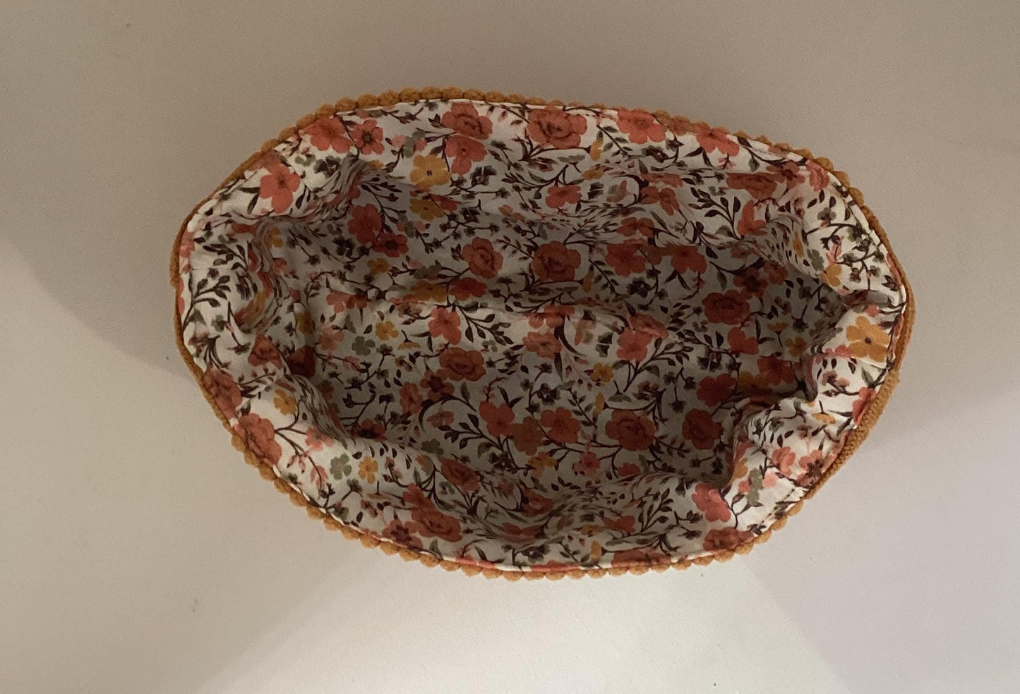 Vide poche en velours côtelé et  coton Fleuri