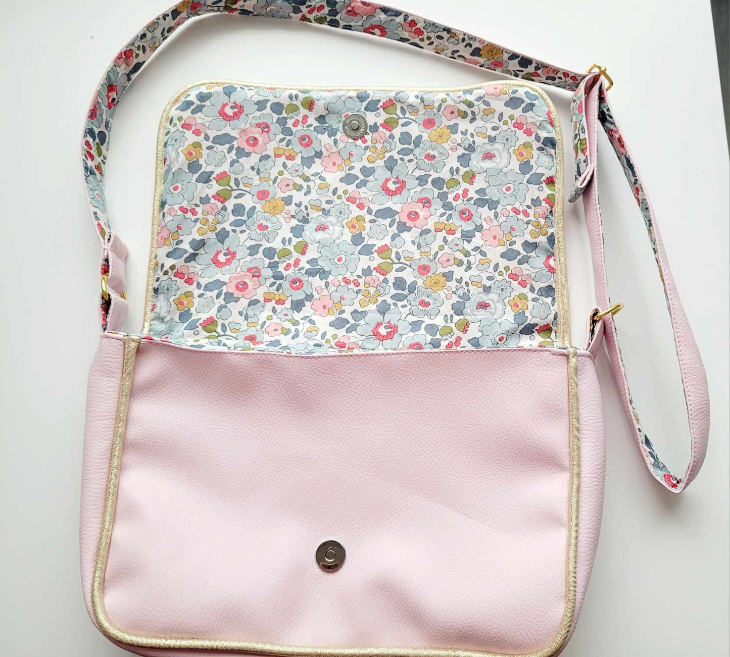 Sac à main simili cuir rose et liberty