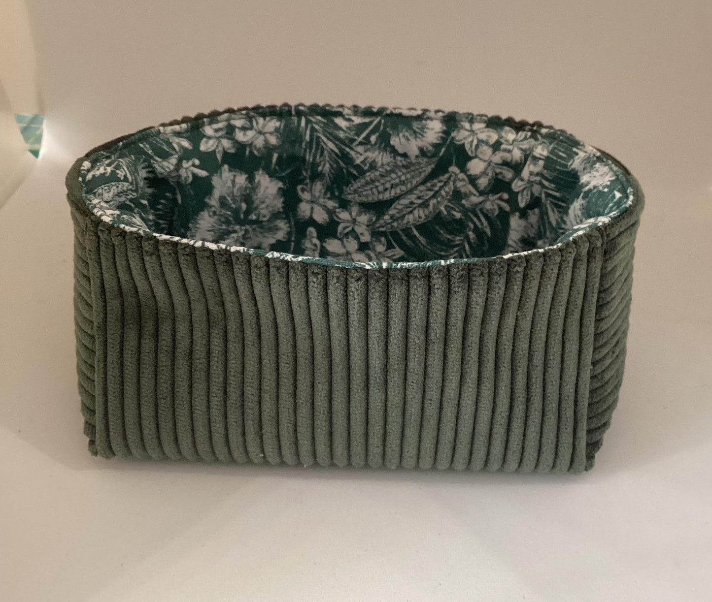 Vide poche en velours côtelé et  coton Fleuri