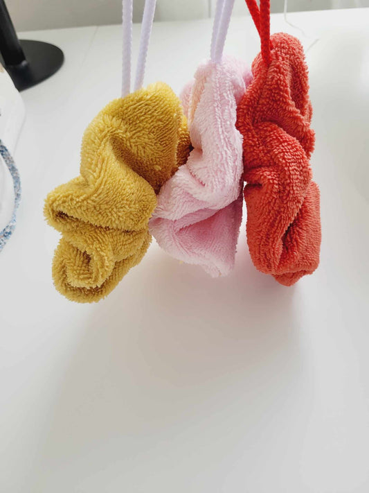 Fleurs de douche en éponge bambou premium