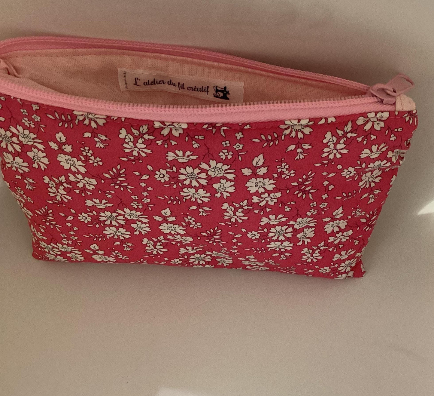 pochette en tissu coton liberty fushia