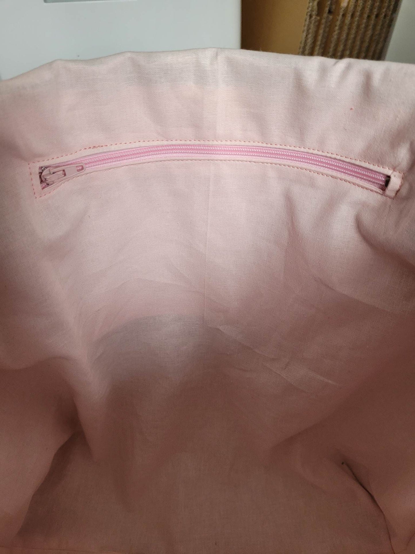 Sac cabas en velours côtelé rose