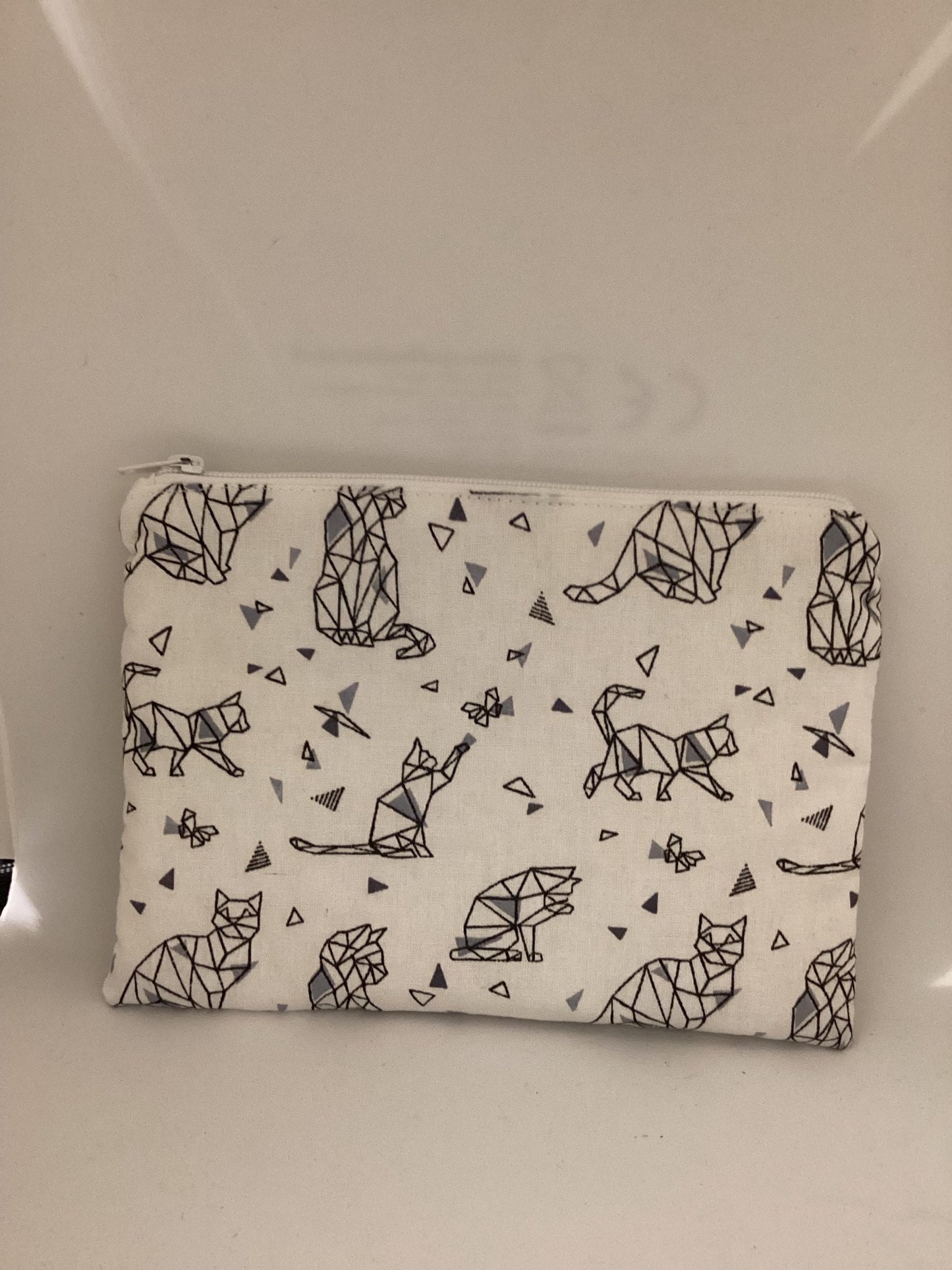 Pochette en tissu de coton à imprimé chat adorable -Organisateur de rangement polyvalent pour le maquillage, la papeterie et les accessoires