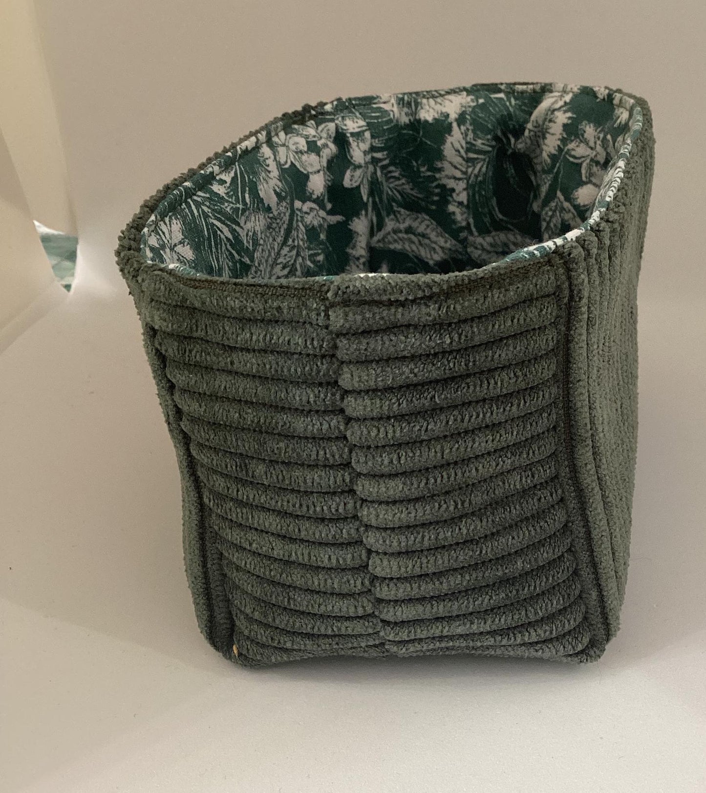 Vide poche en velours côtelé et  coton Fleuri