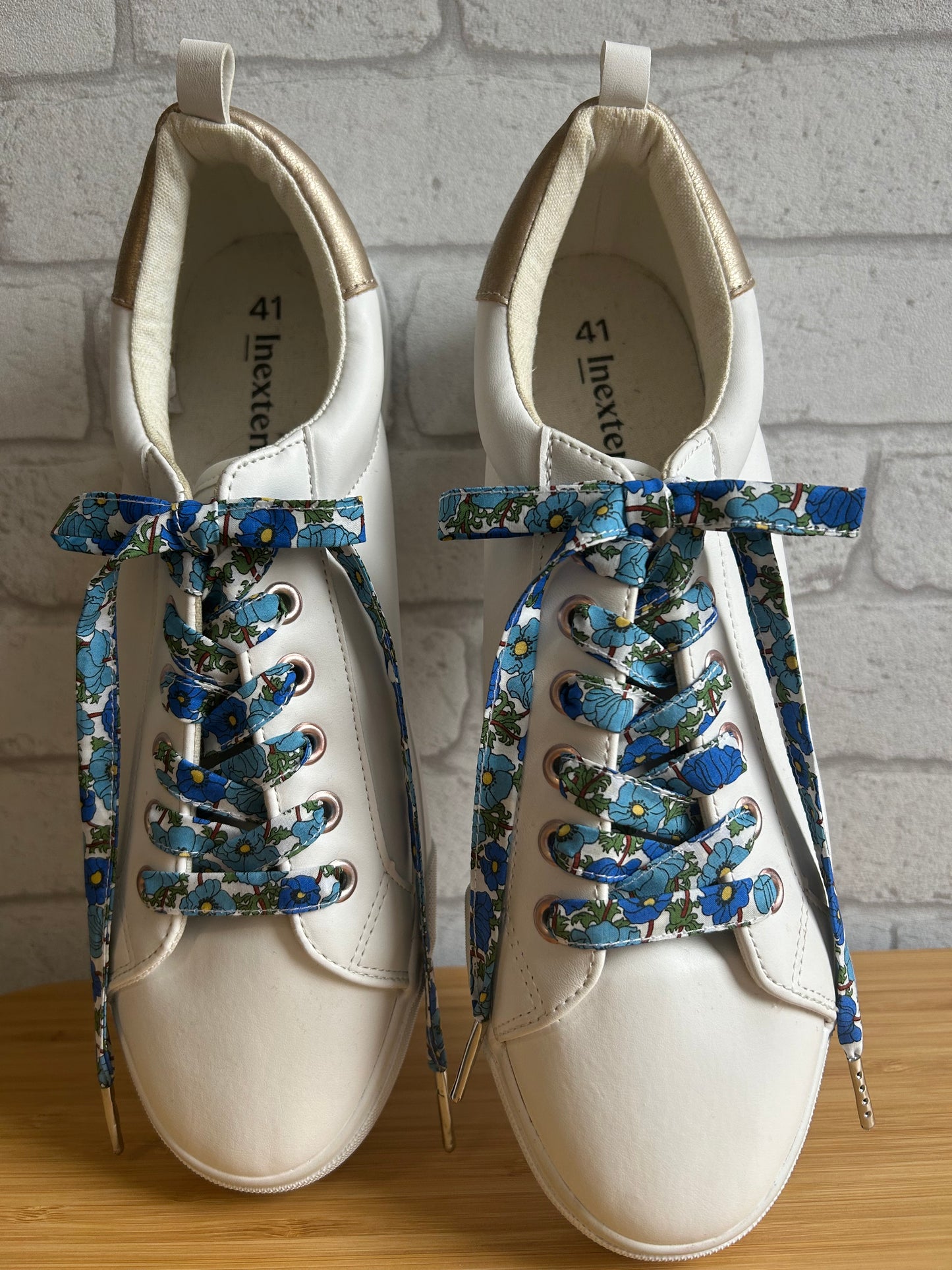 Lacets fleuris pour baskets – Lacets originaux motif floral bleu vert – Accessoire customisation sneakers