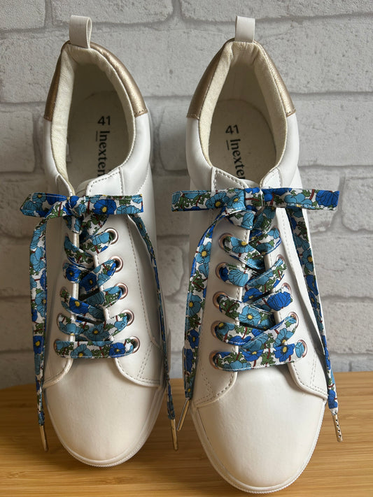 Lacets fleuris pour baskets – Lacets originaux motif floral bleu vert – Accessoire customisation sneakers
