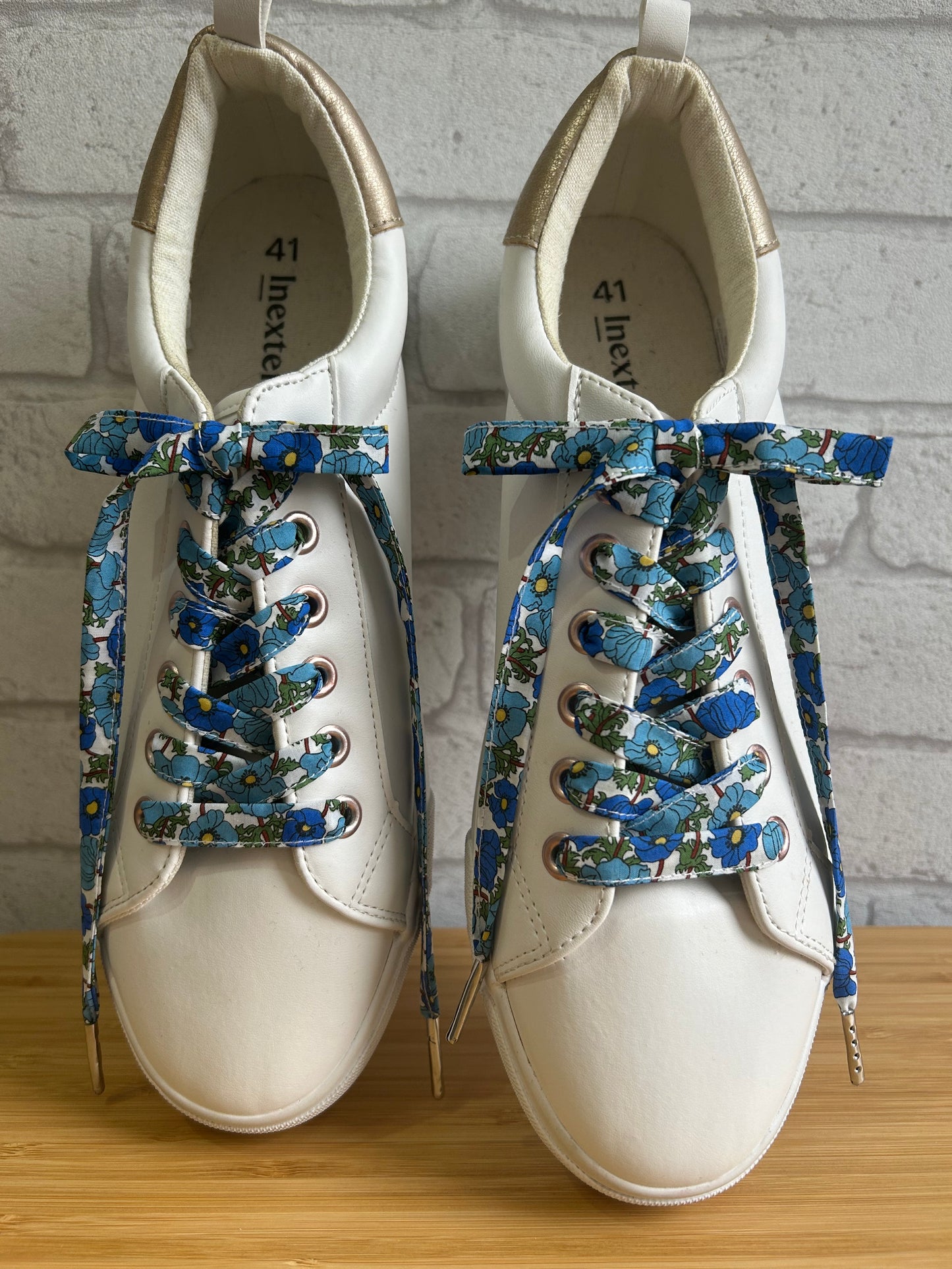 Lacets fleuris pour baskets – Lacets originaux motif floral bleu vert – Accessoire customisation sneakers