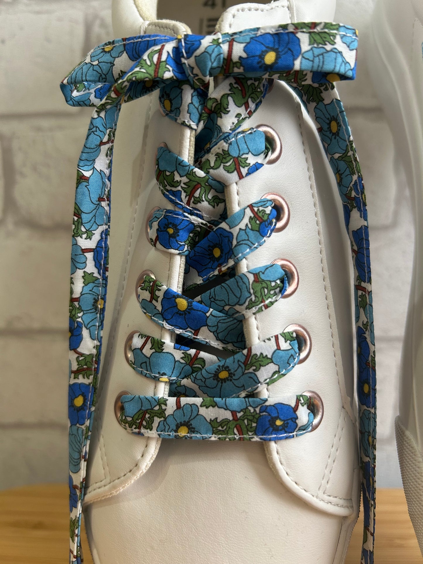 Lacets fleuris pour baskets – Lacets originaux motif floral bleu vert – Accessoire customisation sneakers