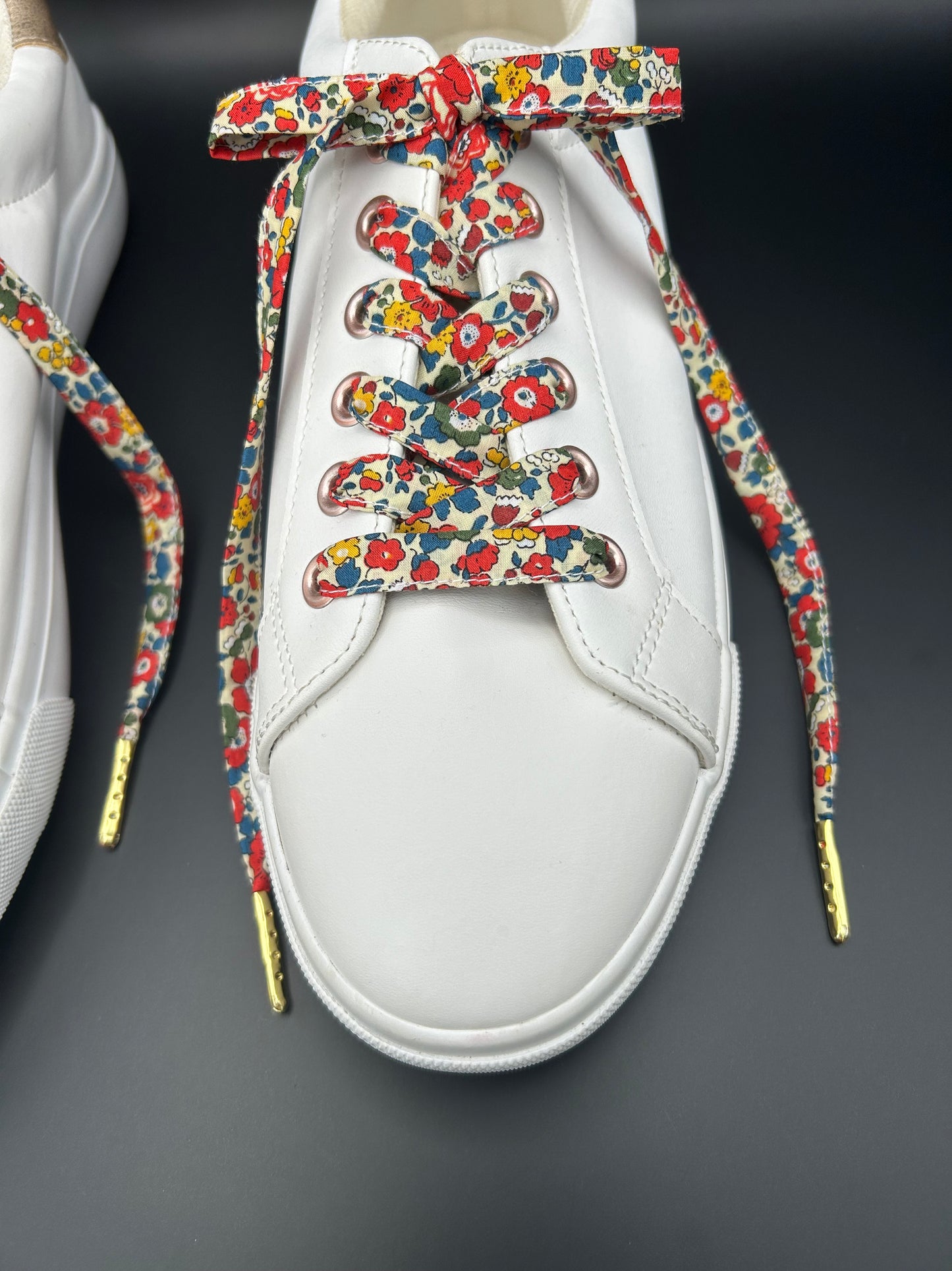 Lacets fleuris Liberty Rouge pour baskets – Lacets originaux motif floral bleu vert – Accessoire customisation sneakers (Copie) (Copie)