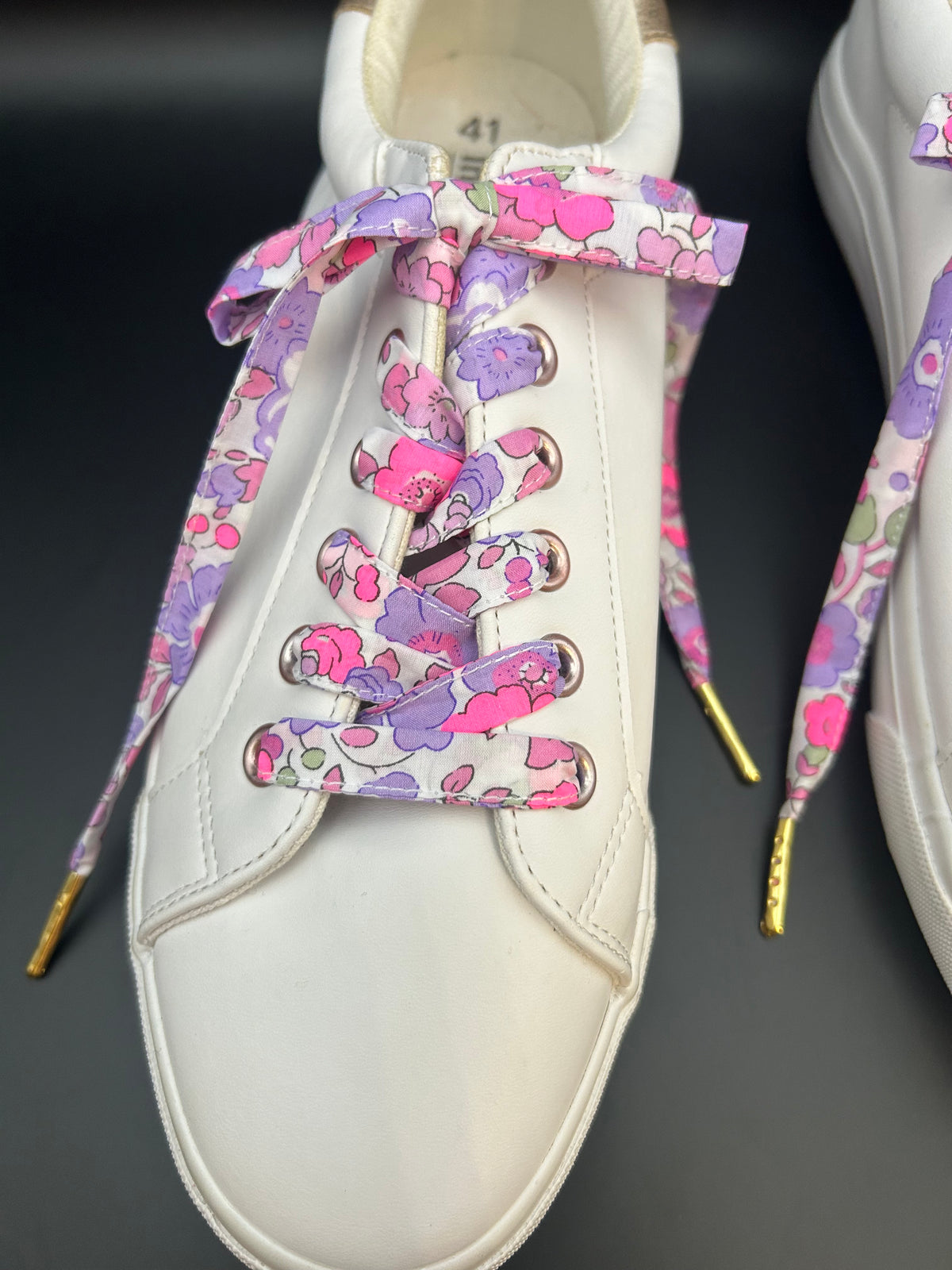 Lacets fleuris LIBERTY rose et violet pour baskets
