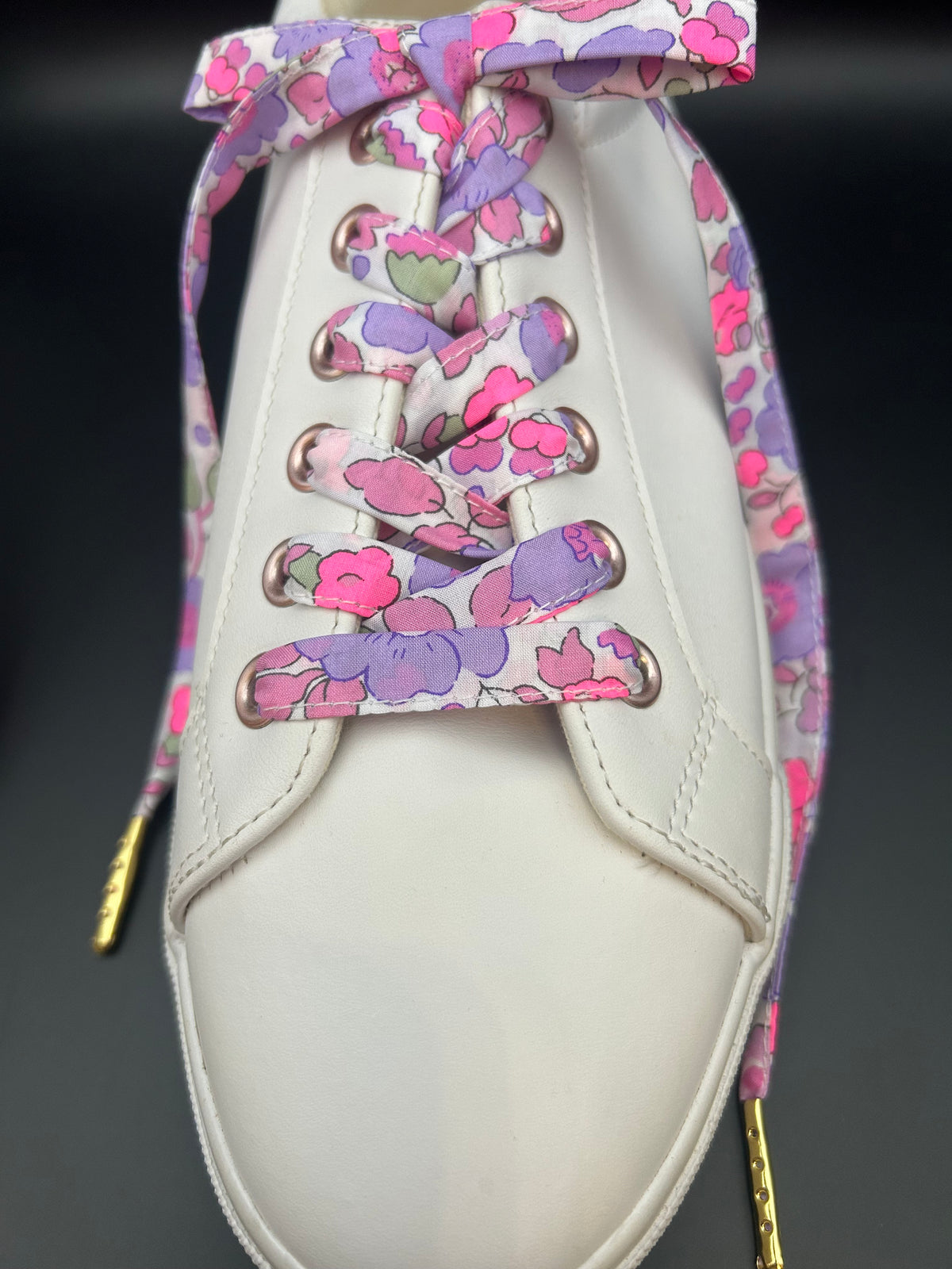 Lacets fleuris LIBERTY rose et violet pour baskets