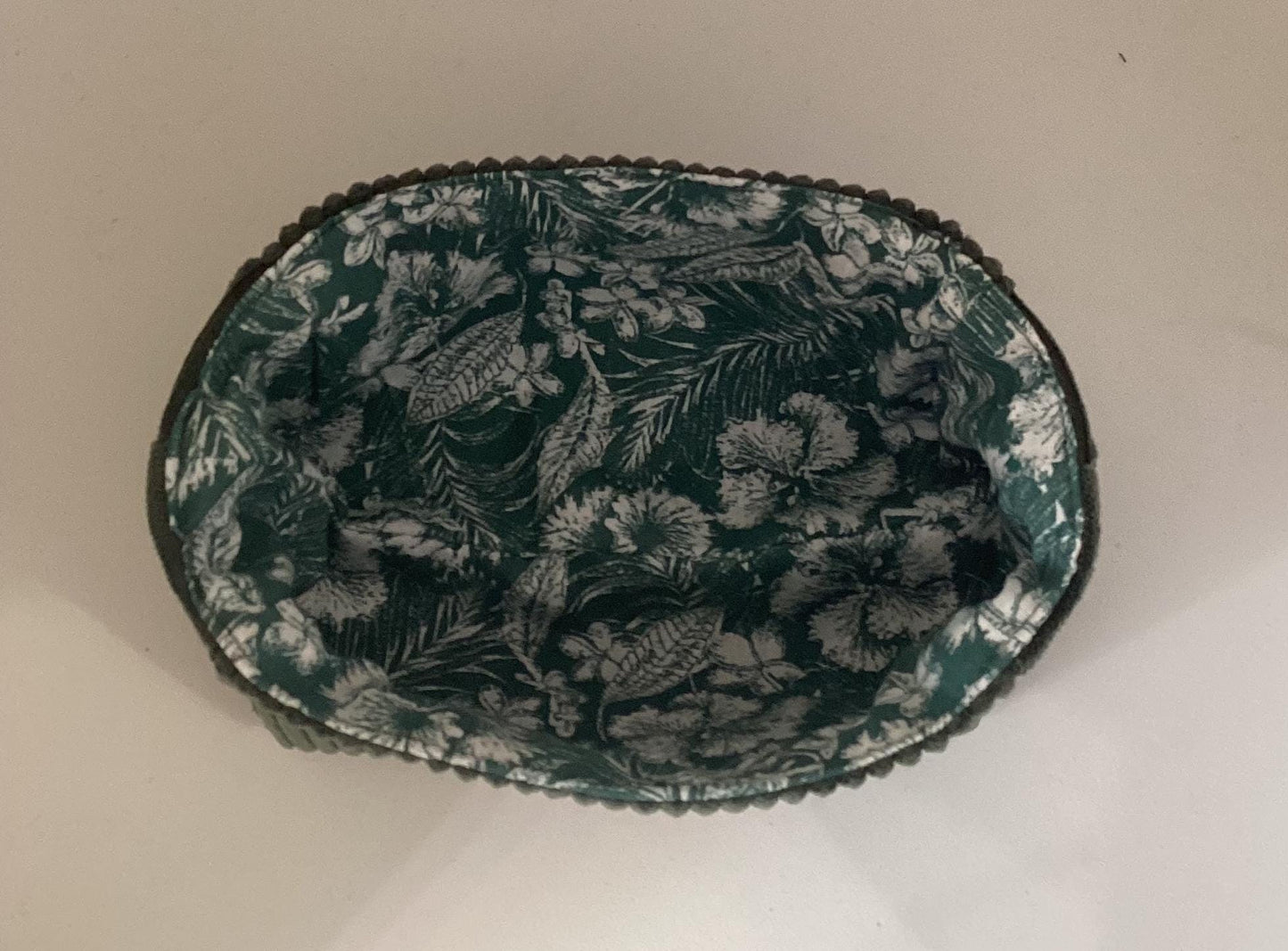 Vide poche en velours côtelé et  coton Fleuri