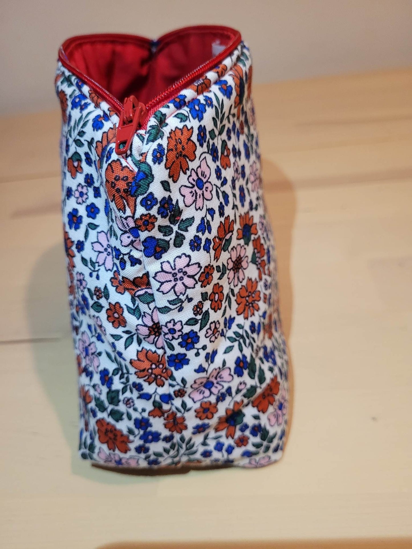 Trousse maquillage en tissu fleuri