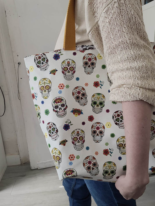 sac fourre - tout en simili cuir tête de mort