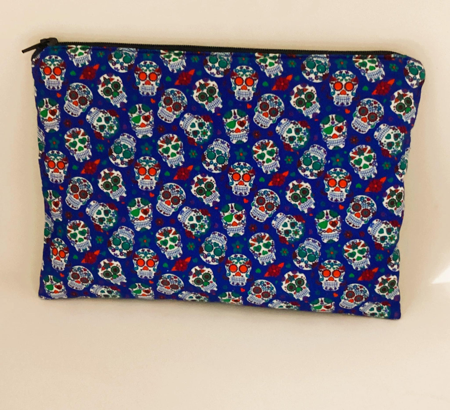 Pochette en tissu de coton à imprimé tête de mort -Organisateur de rangement polyvalent pour le maquillage, la papeterie et les accessoires