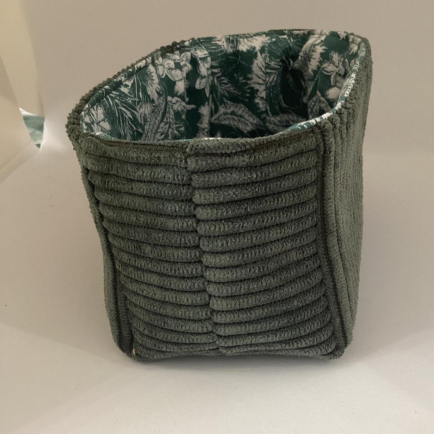 Vide poche en velours côtelé et  coton Fleuri