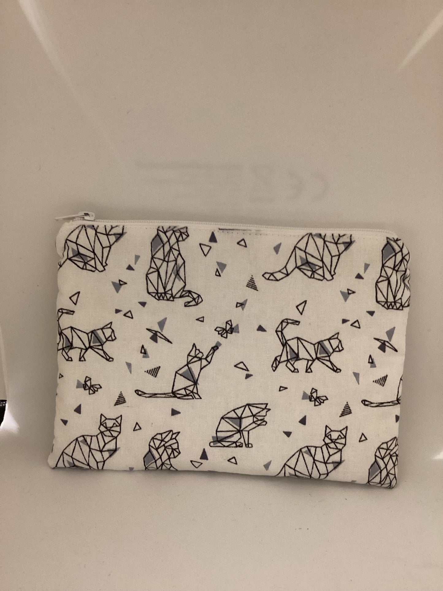 Pochette en tissu de coton à imprimé chat adorable -Organisateur de rangement polyvalent pour le maquillage, la papeterie et les accessoires