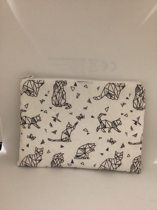 Pochette en tissu de coton à imprimé chat adorable -Organisateur de rangement polyvalent pour le maquillage, la papeterie et les accessoires