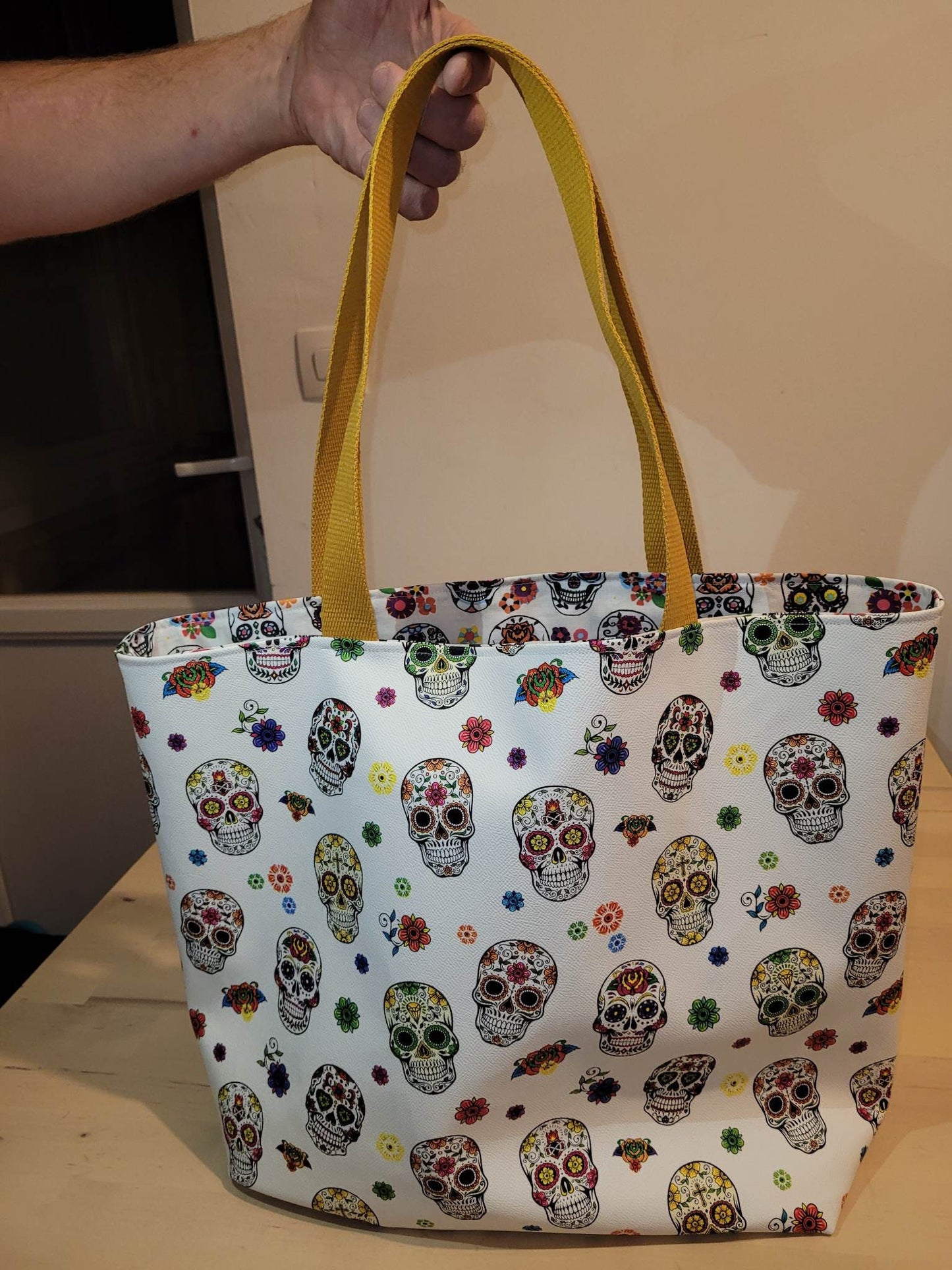 sac fourre - tout en simili cuir tête de mort