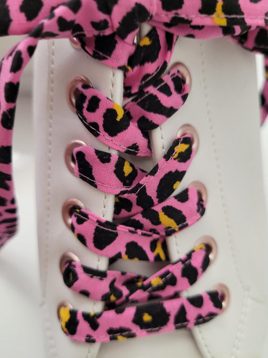 Lacets panthere rose en coton