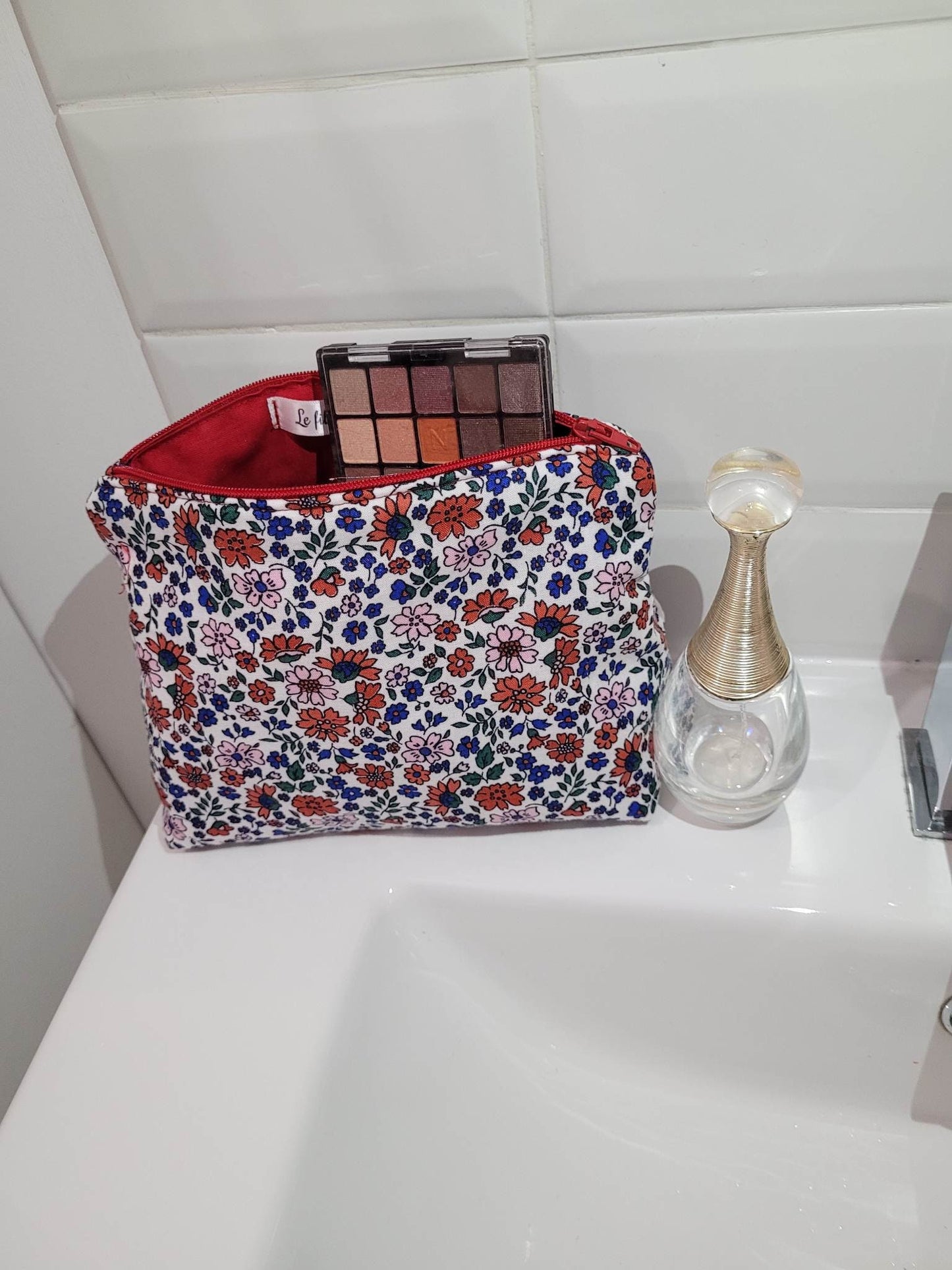 Trousse maquillage en tissu fleuri